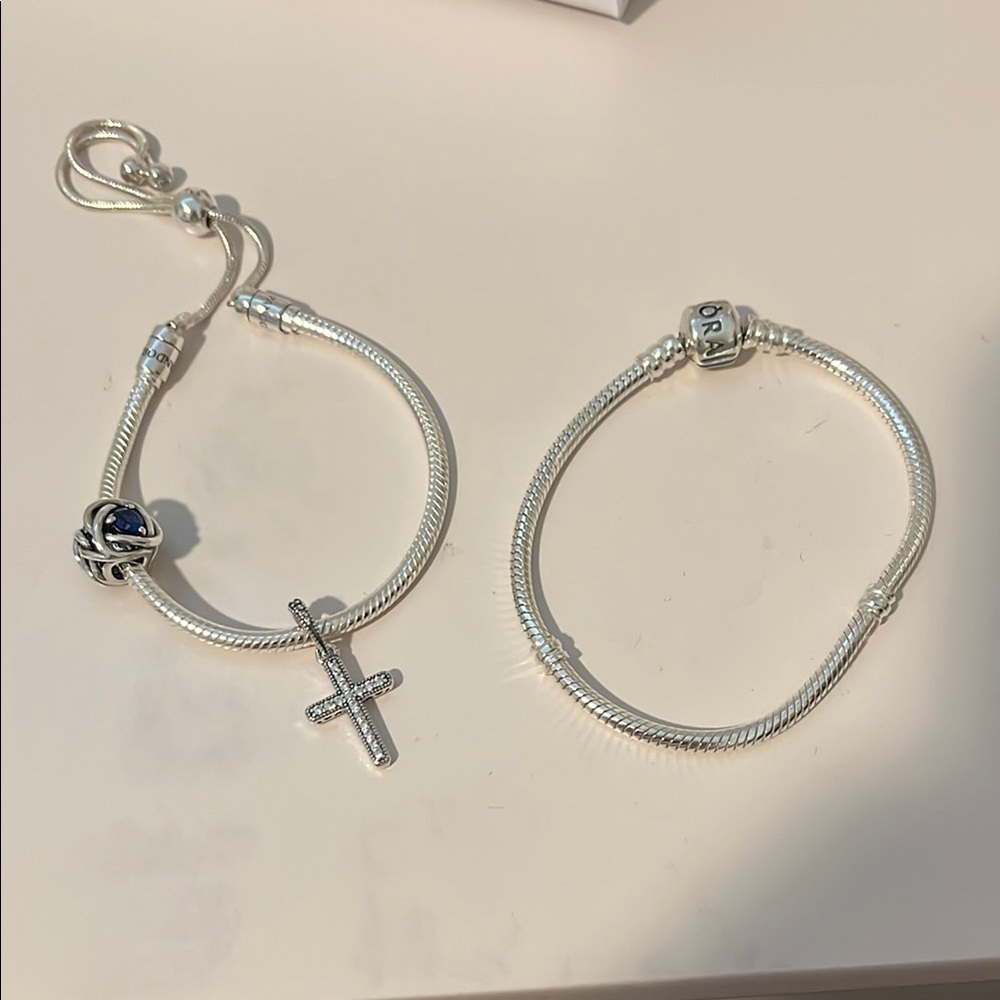 Pandora Silver Bracelets with Blue Accents